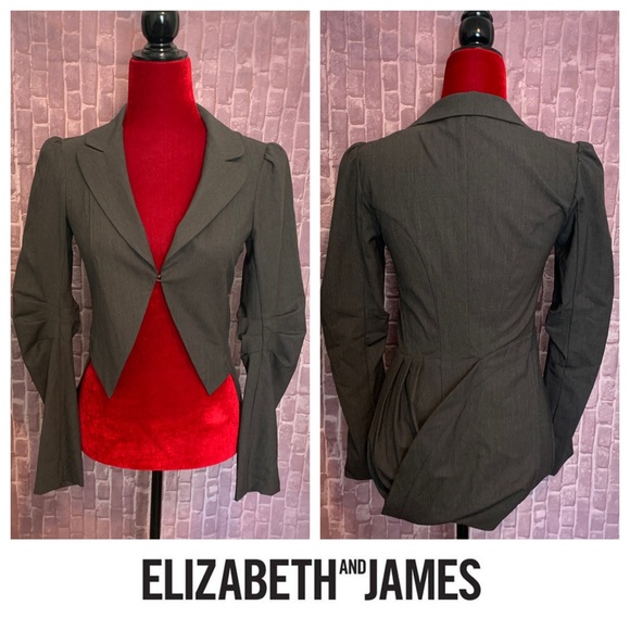 Grey Stretch Wool Steampunk Cropped Tails Blazer